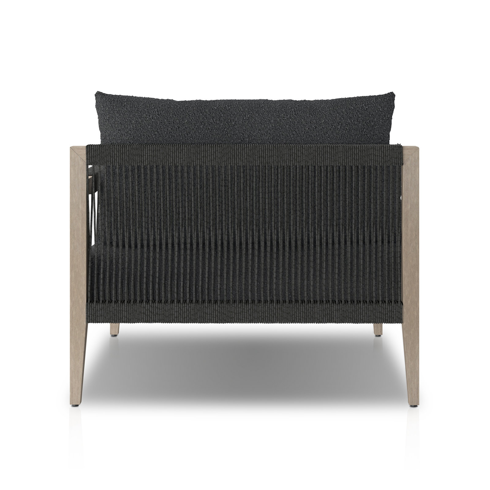 Nida 33'' Outdoor Aluminum Chaise Lounge, Weathered Gray/Dark Gray, Fiqa Slate Boucle