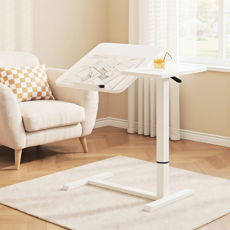 Bureau de chevet blanc, support mobile pour ordinateur portable, table réglable en hauteur pour travailler, coffre-fort et polyvalent, travail confortable