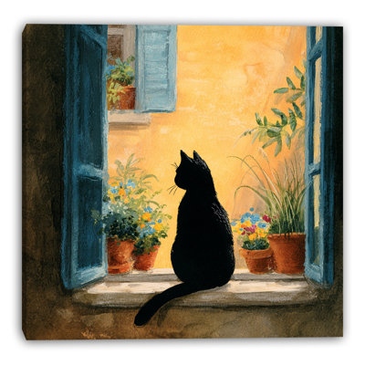 Bright Meadow Cat Wrapped Canvas Wall Art