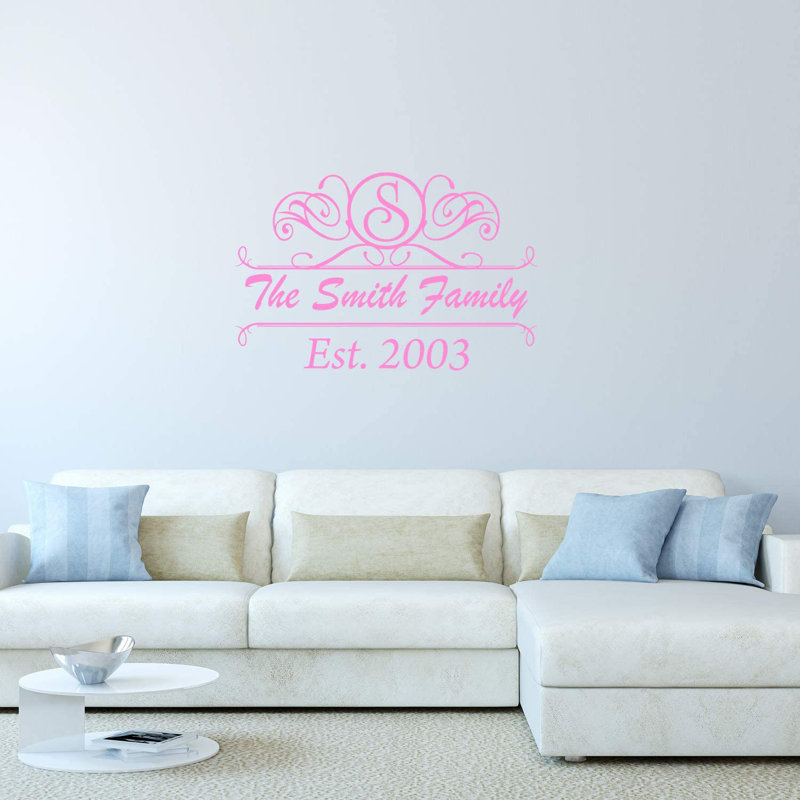 Adhésif décoratif nom de famille, 10 po x 15 po, Rose