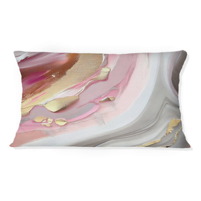 Pink And Gold Marble Abstract IV - Abstract Marble Printed Throw Pillow