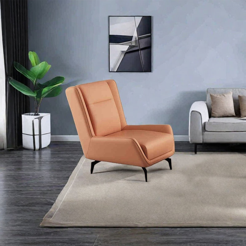 Chaise longue simple et moderne avec pieds en acier au carbone, Orange clair