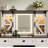 43.3" Farmhouse Makeup Vanity Desk With Lighted Mirror, Vanity Table Set With Storage Stool And Charging Station, Dressing Table With Sliding Barn Door Hidden Shelves & 3 Drawers & 4 Cabinets, Beige