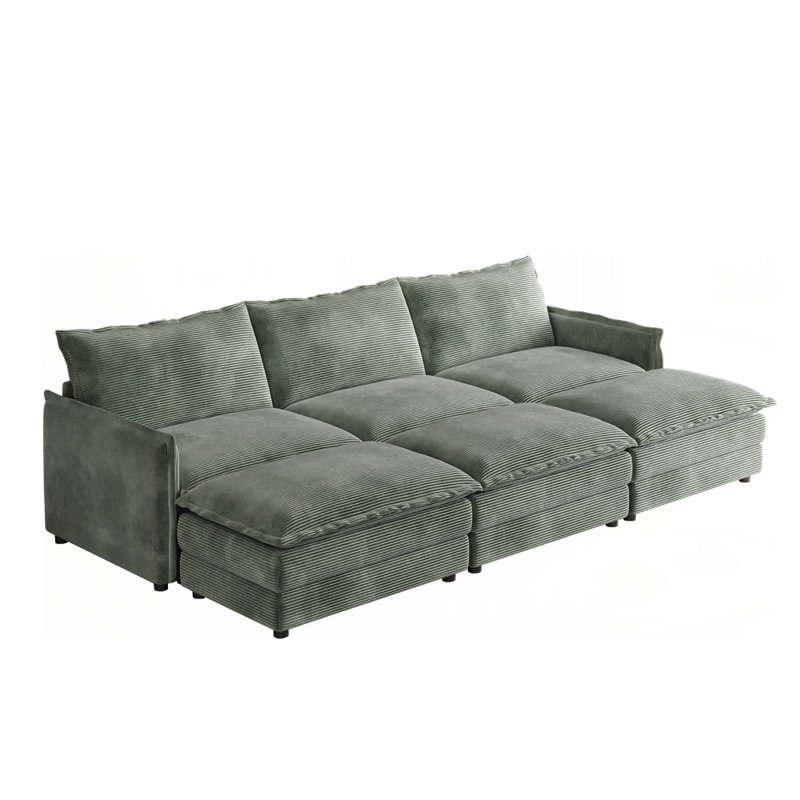 Siège profond rembourré de grande taille avec 3 repose-pieds, Vert