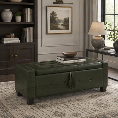 Banc rembourré en similicuir de 48 pouces avec rangement spacieux, parfait pour les chambres à coucher, les salons et les couloirs