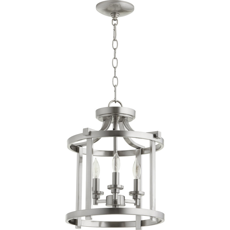Luminaire suspendu géométrique à 3 lumières Lukka, Nickel satiné