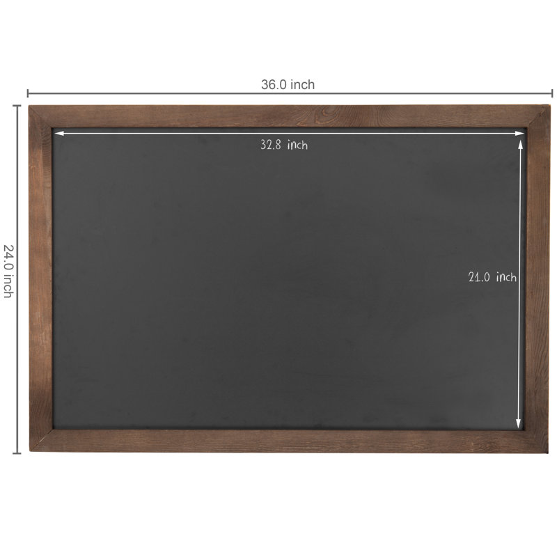 Tableau noir 36 po x 24 po avec cadre en bois rustique - panneau de menu mural pour la maison, le café et les événements