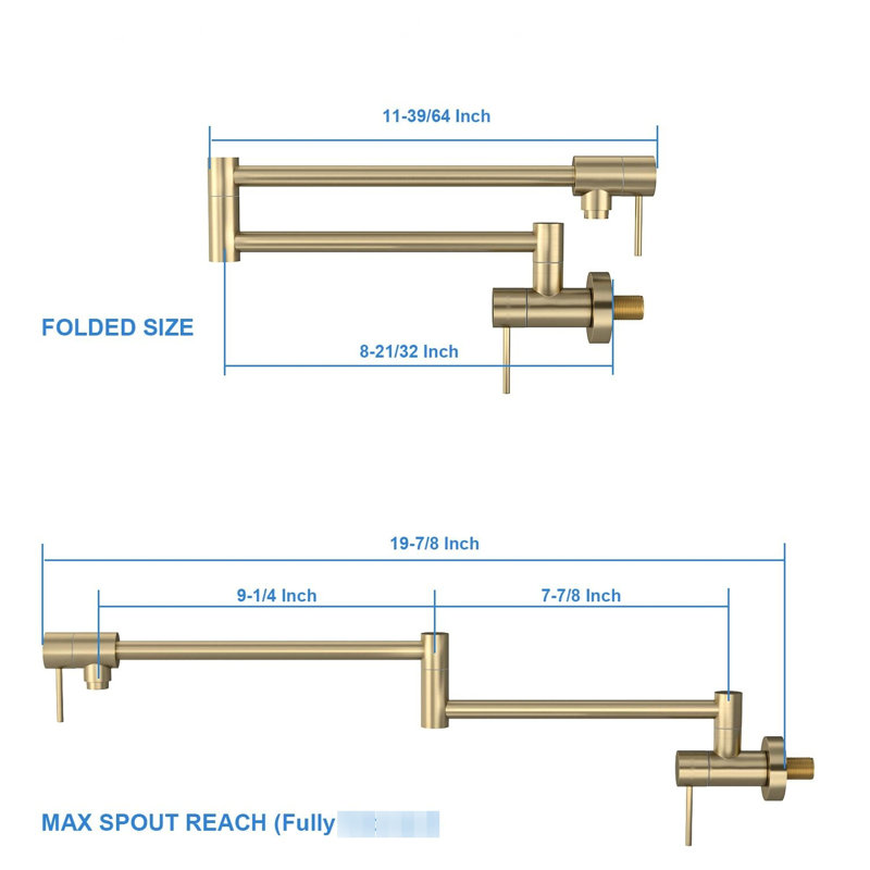 Pot Filler Faucet - Wall Mounted, Gold, 1.75 Gpm Flow For Efficient Use Mount, Gpm, Breathable Materials With Handles  Note: This Violates Rule, But It's Shown To Emphasize Importance Of Following