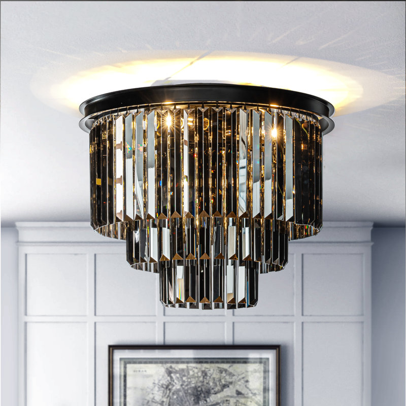 Plafonnier encastré en cristal Klint Interior, Noir mat, Fumée