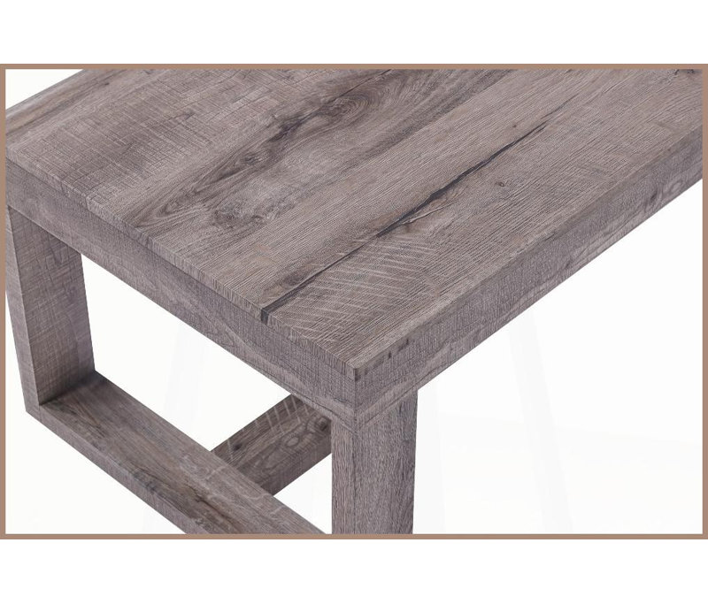 Table basse contemporaine de style rustique brun-gris avec plateau rectangulaire Assemblage facile