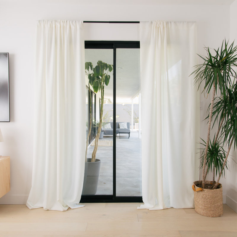 Angiens Polyester Semi-Sheer Drape Pair, Ivory