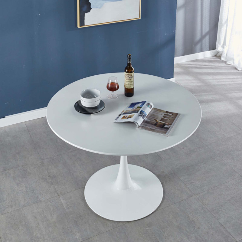Table de salle à manger Bjarnheiur, Blanc, Blanc, H 28,7 po x L 31,5 po x l 31,5 po