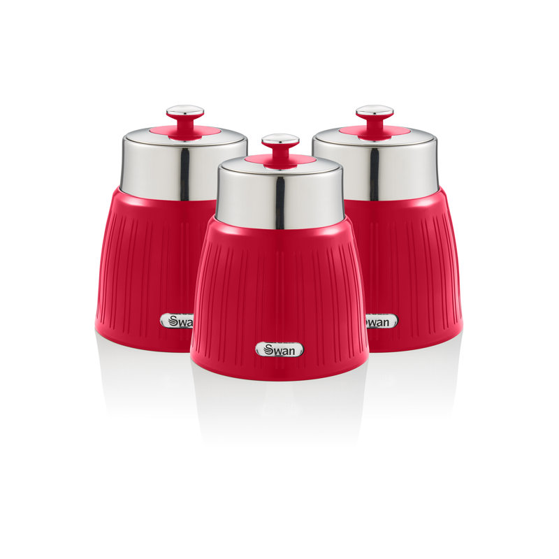Swan Retro Canisters, Airtight lid locks, Generous capacity, Chrome Lid, Red