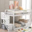 Lit superposé simple au-dessus de rangement blanc - mystérieux et, fabriqué à partir d'un lit de plancher en pin, avec un espace attrayant