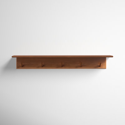 Shea Poplar Floating Shelf with Hooks
