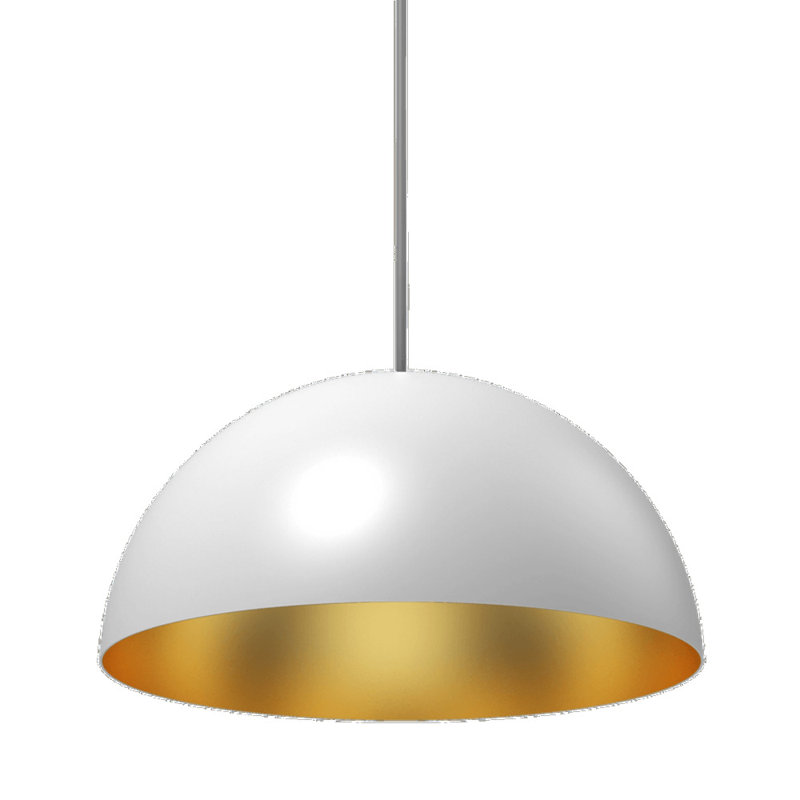 Domos 1 - Light Single Dome Pendant, No, 10" H x 20" W x 20" D, Gold/White