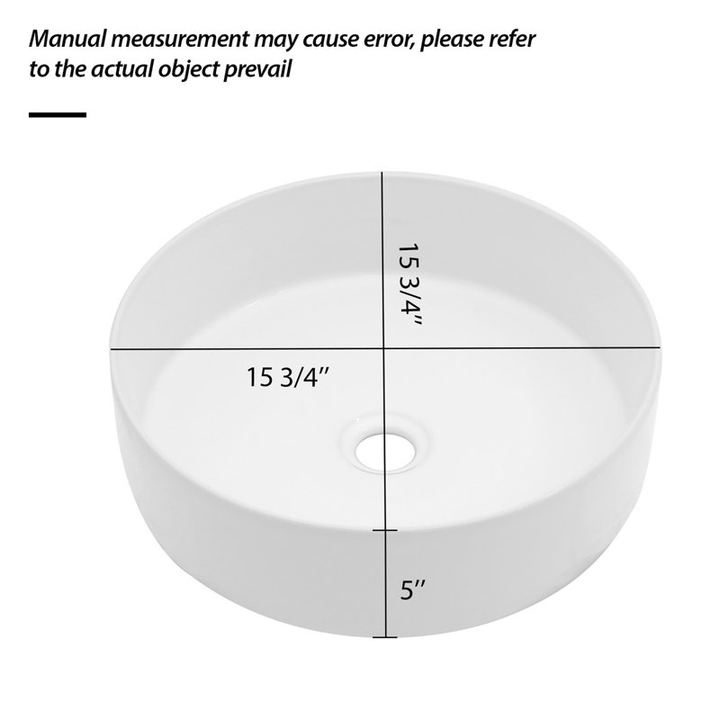 Lavabo de salle de bain en céramique blanche 15,75 "X 15,75", Blanc