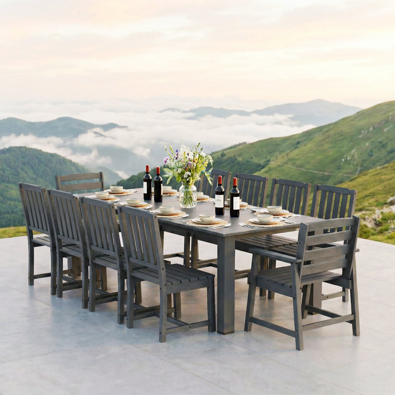L'ensemble de salle à manger convient à la piscine extérieure, au jardin et à la pelouse, comprenant une grande table rectangulaire et 10 chaises de haute qualité.