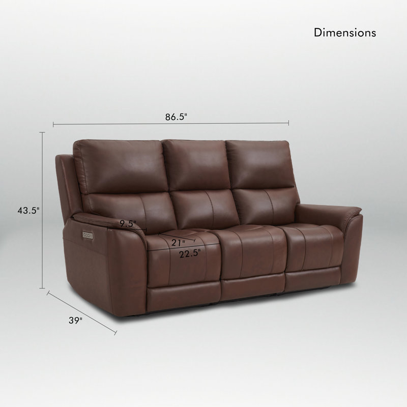 Canapé inclinable électrique en cuir 3 places avec gravité zéro et port USB intégré, Marron foncé