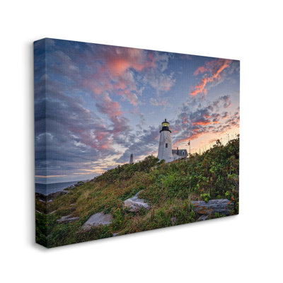 «Nautical Lighthouse Pink Clouds Landscape» par Rick Berk - photographie sur toile tendue
