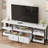 Modern-Industrial TV Stand with 2 Fabric Drawers, Entertainment Center for TVs Up to 75", Media Console with Storage Shelves, Open Design & Metal Frame-1215067918-1215067919