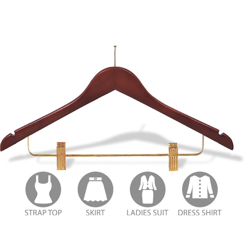 Support combiné en bois anti-theft flat, Noyer avec clips en laiton, 100