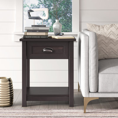 ClickDecor Bailey Nightstand with 1 Drawer and Display Shelf, Black by ClickDecor