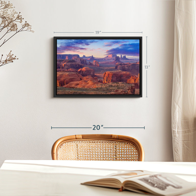 «Hunts Mesa Monument Valley Sunset Art mural», H 13 po x l 19 po