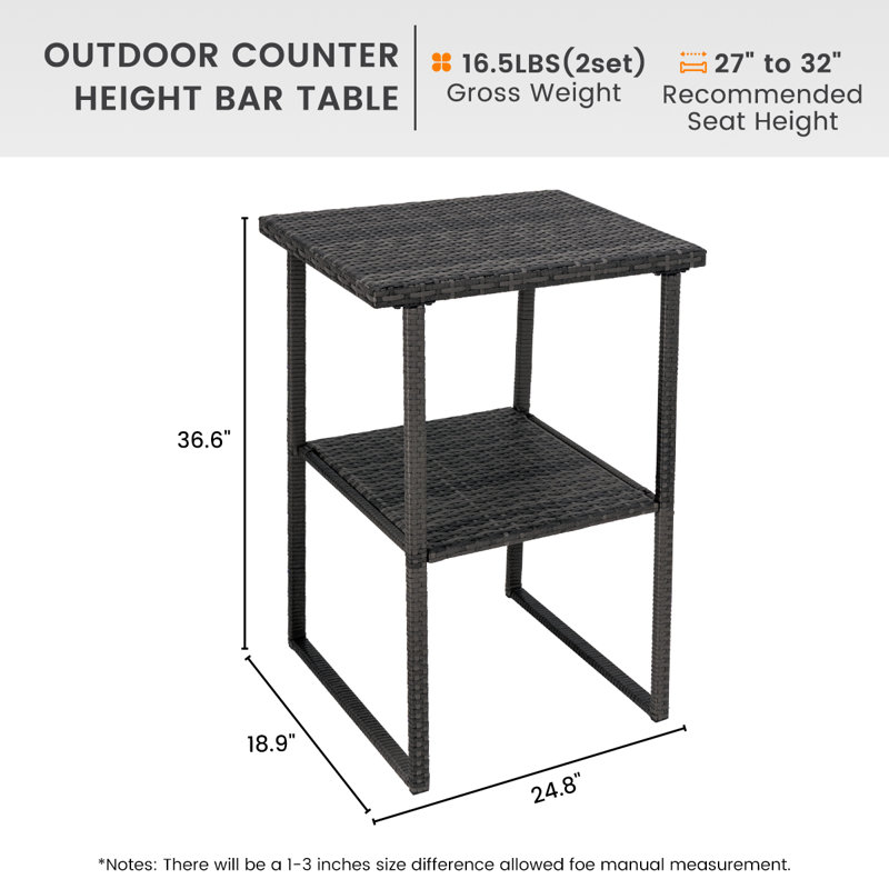 Wicker Bar Table, Gray