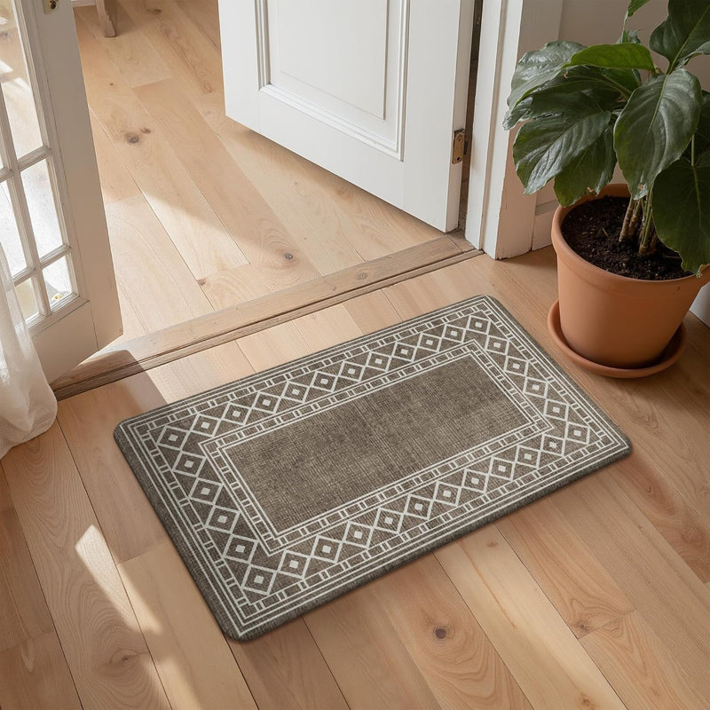 Tapis de cuisine imperméable anti-fatigue anti-dérapant, Brun / Blanc, Tapis de couloir 1 pi 5 po x 3 pi 11 po
