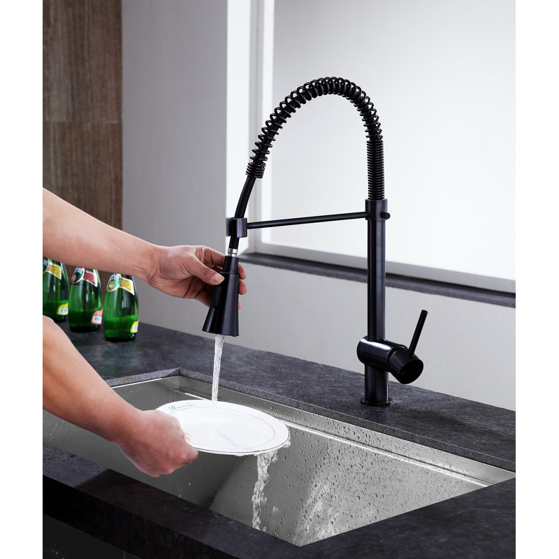 ANZZI Carriage Series Modern Pull Down Single-Handle And Single Hole Kitchen Sink Faucet In Oil Rubbed Bronze