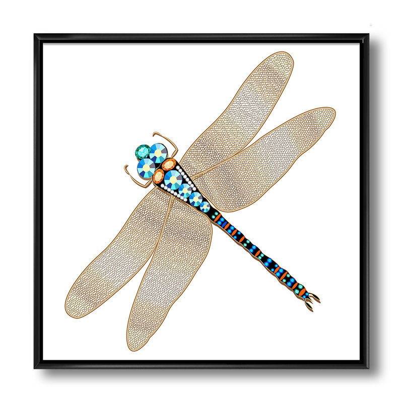 Libellule Rooch faite d'or et de pierres précieuses - impression sur toile, H 46 po x l 46 po x P 1,5 po