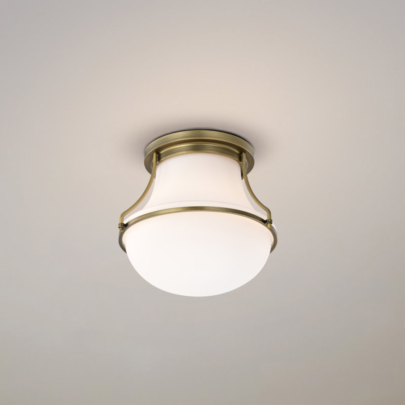 Plafonnier encastré en verre Bashaw, Laiton naturel, H 9 po x l 10,38 po x P 10,38 po