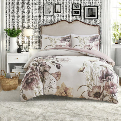 Elegant Floral Bedding Sets, Cotton Polyester Blend, Shabby Chic Bedroom Décor