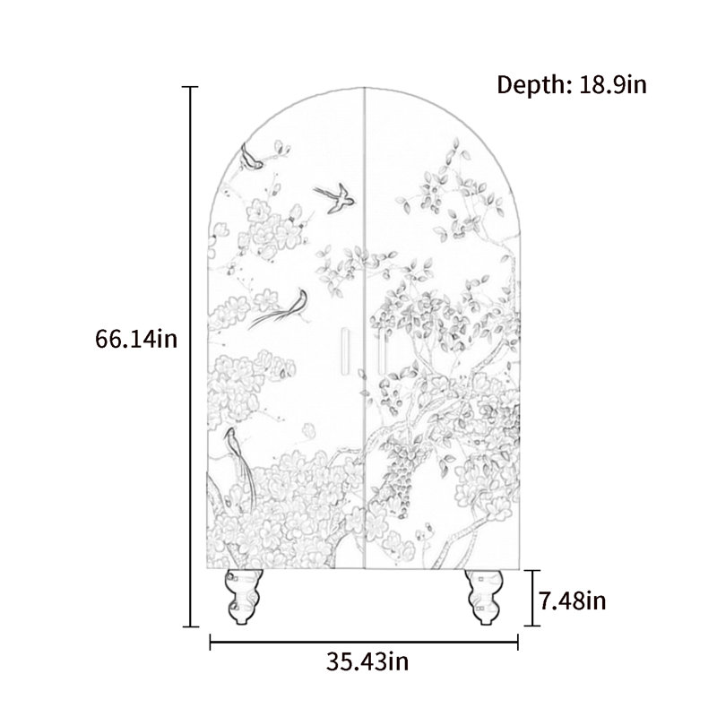 Armoire-penderie à double porte arquée
