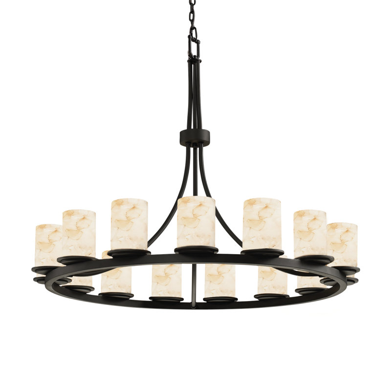 Lustre 15 lumières albâtre rocks dakota, Noir mat