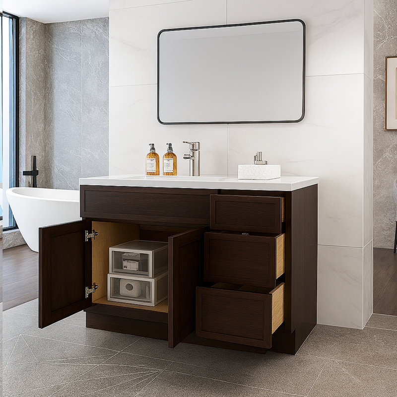 Base de meuble-lavabo simple 51 po seulement, Brun