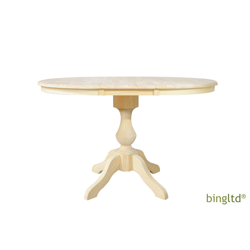 Wilmington 36" Unfinished Solid Hardwood Round Extendable Dining Table