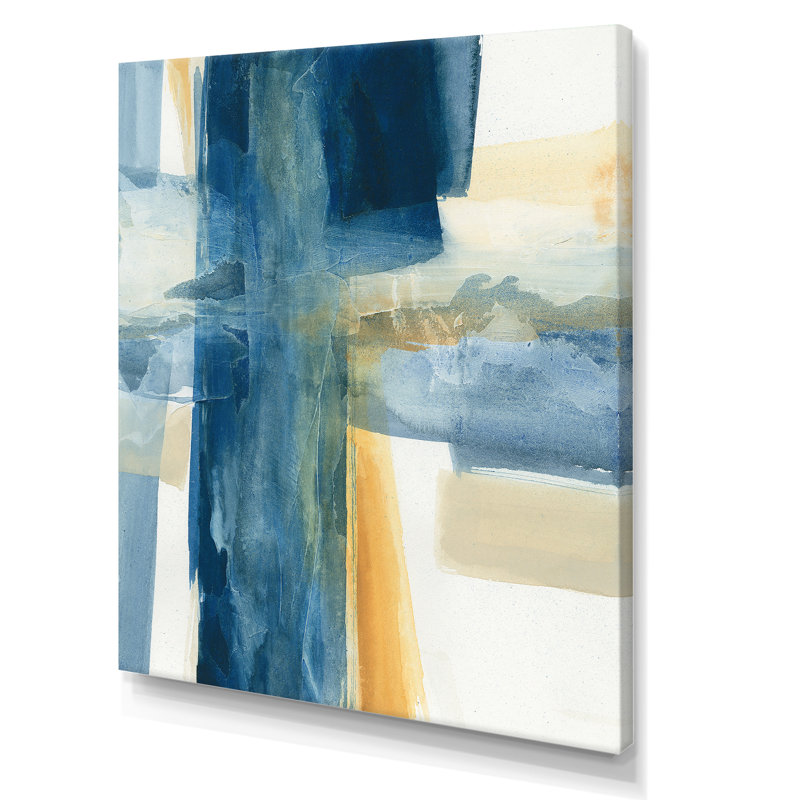 Abstrait indigo sur toile - Panneau indigo VI, H 32 po x l 24 po x P 1 po