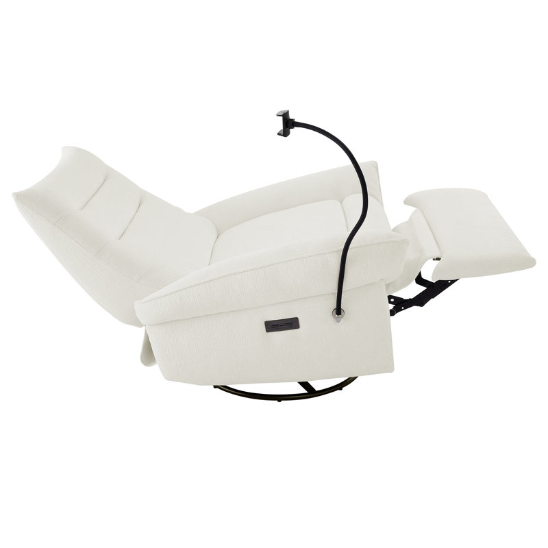 Upholstered Power Recliner, White