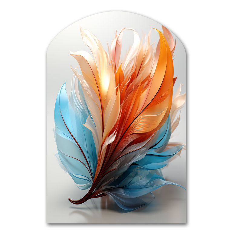 Ines - art mural asymétrique en forme d'arche de plumes, H 43 po x l 33 po