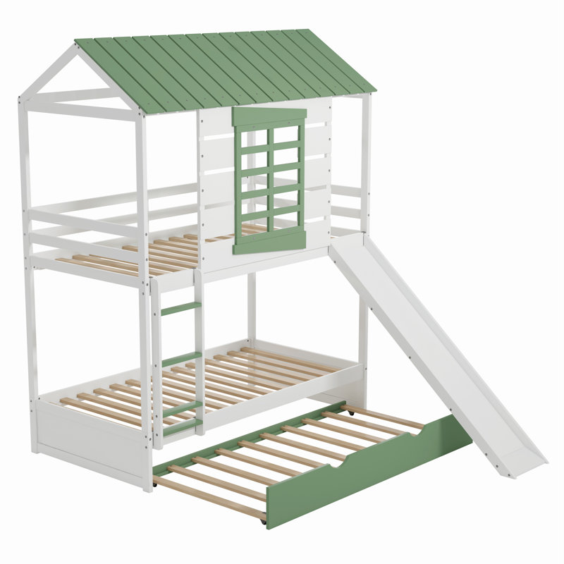 Dothan Twin Over Twin Standard Bunk Bed with Trundle by Harper Orchard