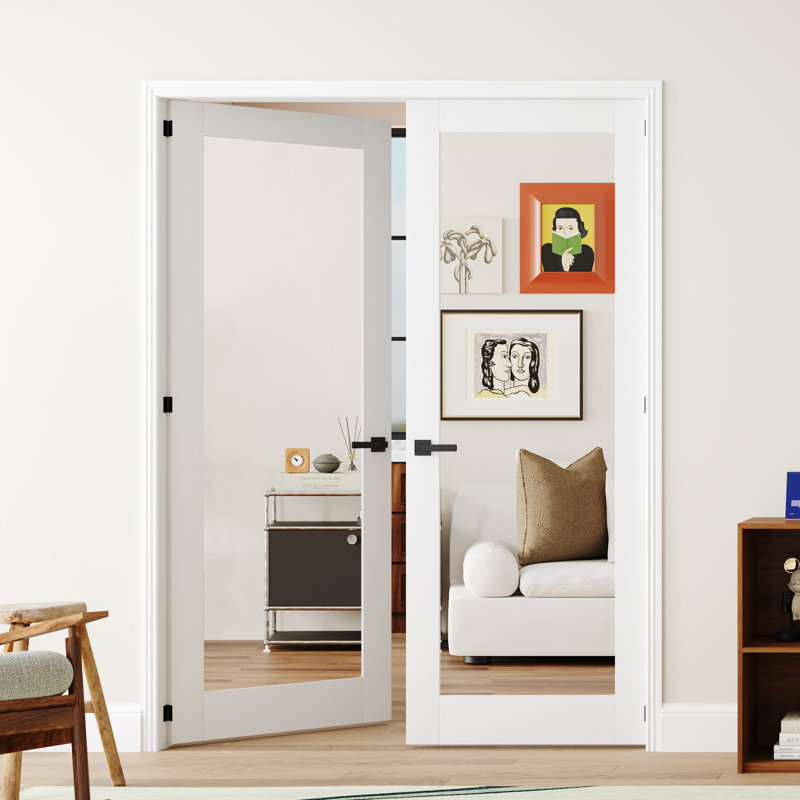 Intérieur 1 panneau de porte en miroir avec porte à garde-manger avec panneau à noyau solide, 60 po x 80 po