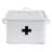 Enameled Metal First Aid Box with Lid and Swiss Cross-1824377370
