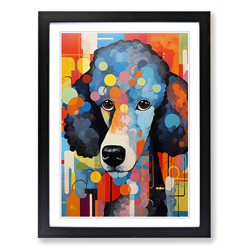 XYZ-FRM-V1223-5261 Poodle Constructivism No.2 - Single Picture Frame Print on Wood, Black, 34cm H x 25cm W x 2cm D