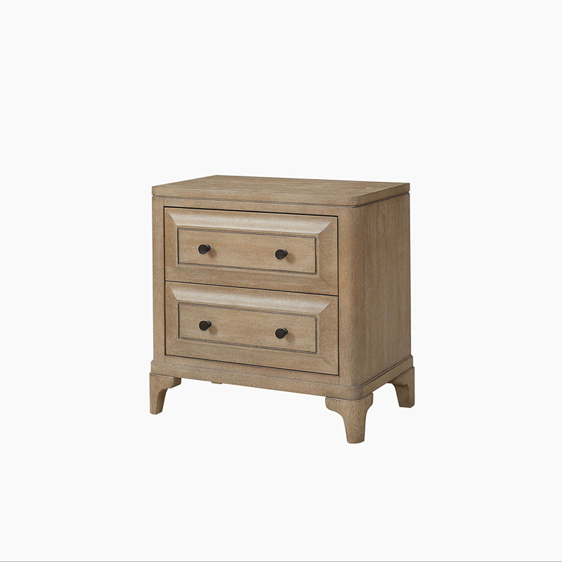 Dana Heights 2-Drawer Nightstand with USB Charging – Sand Finish, Mindi Veneer