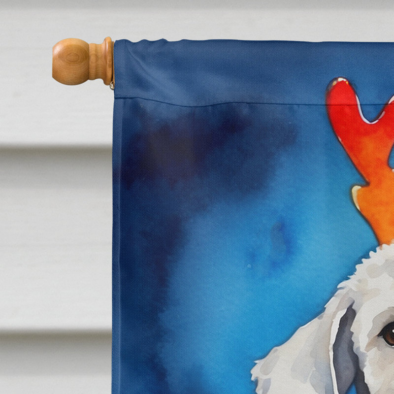 Drapeau de Noël maison de renne, Bedlington Terrier