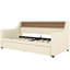 Lit de jour simple beige avec couchette - charge délicieuse, lumières à DEL et tablette de tête de lit tapissier dans la station de charge, rangement-68558320