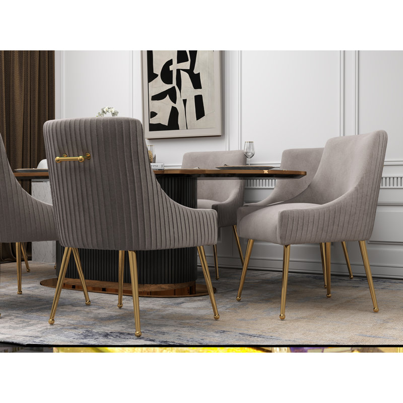 Baudel Velvet Upholstered Side Chair, Gray