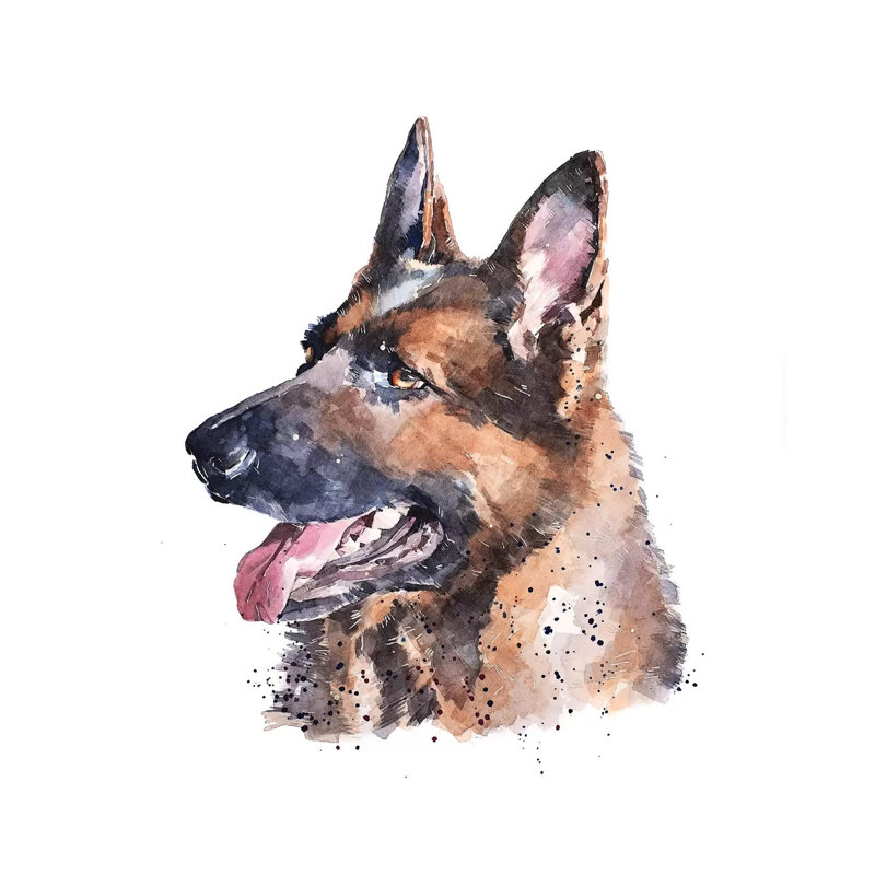 « German Shepherd I » par Edwatercolours-impression, Pas de tapis, H 26 po x l 26 po x P 1,5 po, Toile tendue
